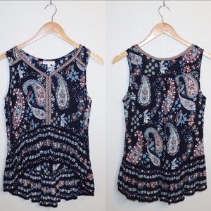 NWT PATRONS OF PEACE Blue Flowy Floral Tank Top